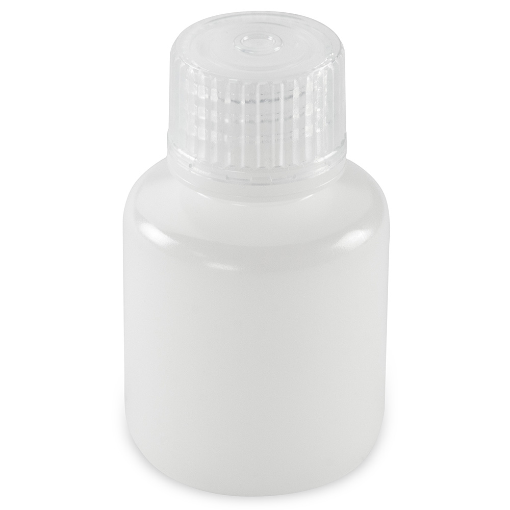 Globe Scientific Bottle, Narrow Mouth, Boston Round, HDPE with PP Closure, 30mL, Bulk Packed with Bottles and Caps Bagged Separately, 1000/Case Bottle;Round;HDPE; 30mL;Narrow Mouth;Clear